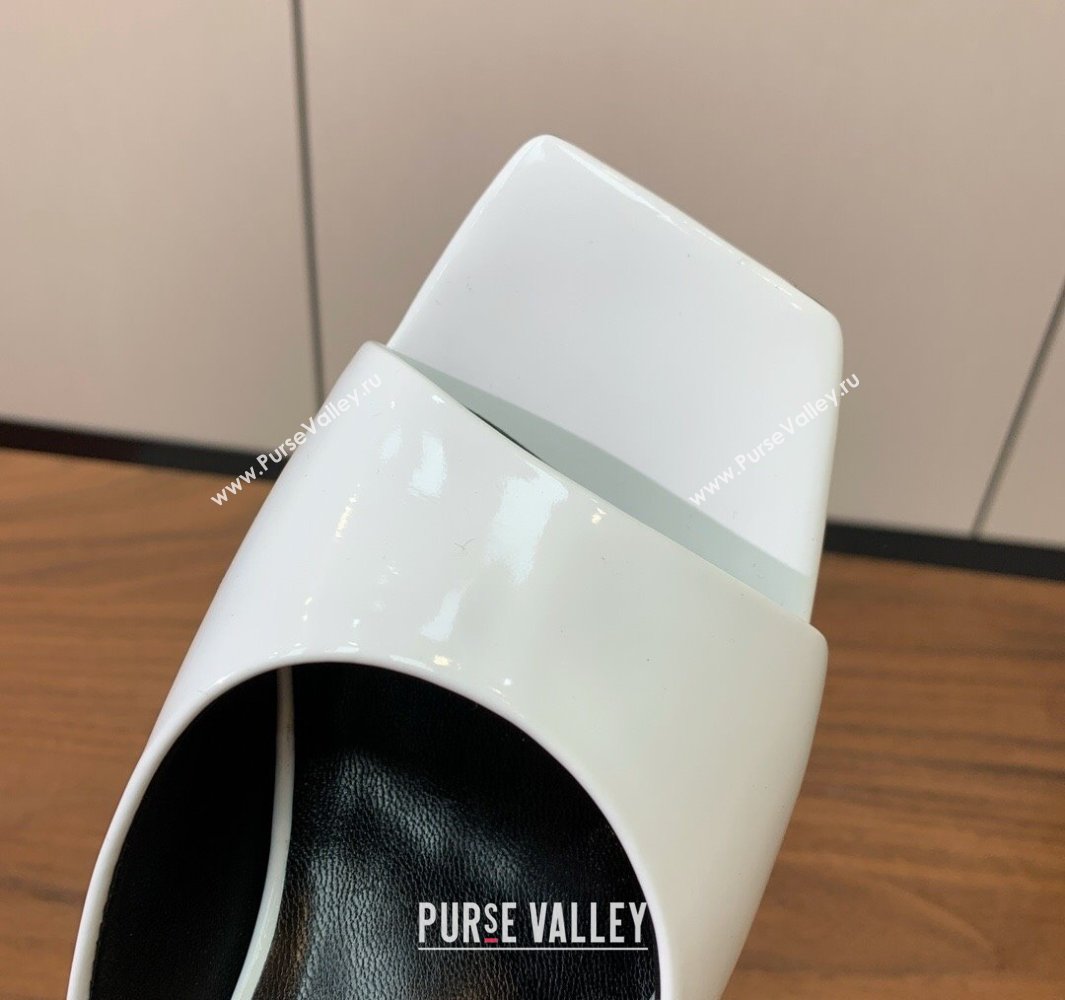 Versace V2025 Patent Leather Slides Sandal 5.5cm with V-shaped Heel White 2025 0429 (MD-250429031)