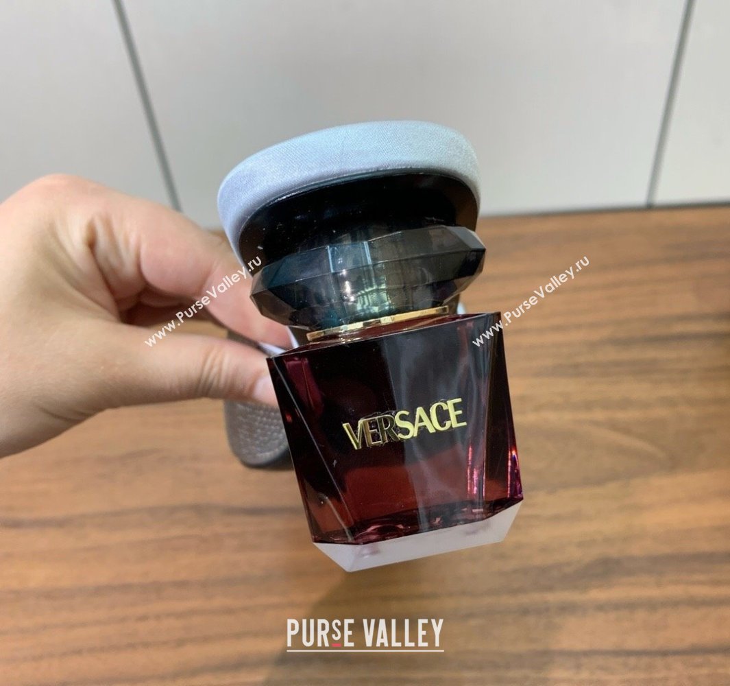 Versace Bright Strass Satin Slides Sandal with Fragrance Heel 7cm Silver 2025 0429 (MD-250429014)