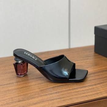 Versace Bright Patent Leather Slides Sandal with Fragrance Heel 7cm Black 2025 0429 (MD-250429021)