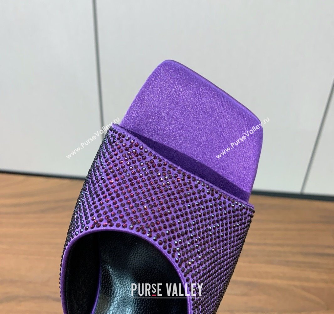 Versace Bright Strass Satin Slides Sandal with Fragrance Heel 7cm Dark Purple 2025 0429 (MD-250429020)