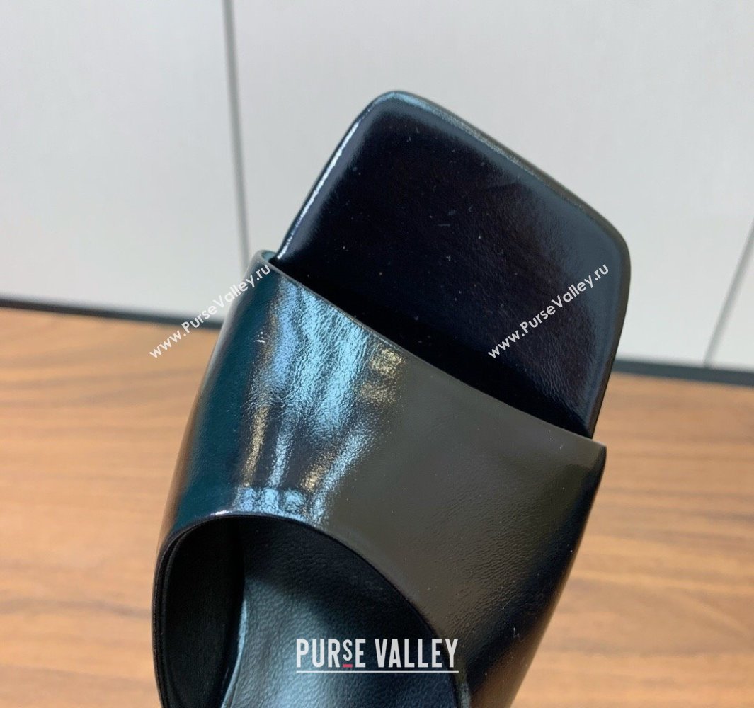Versace Bright Patent Leather Slides Sandal with Fragrance Heel 7cm Black 2025 0429 (MD-250429021)