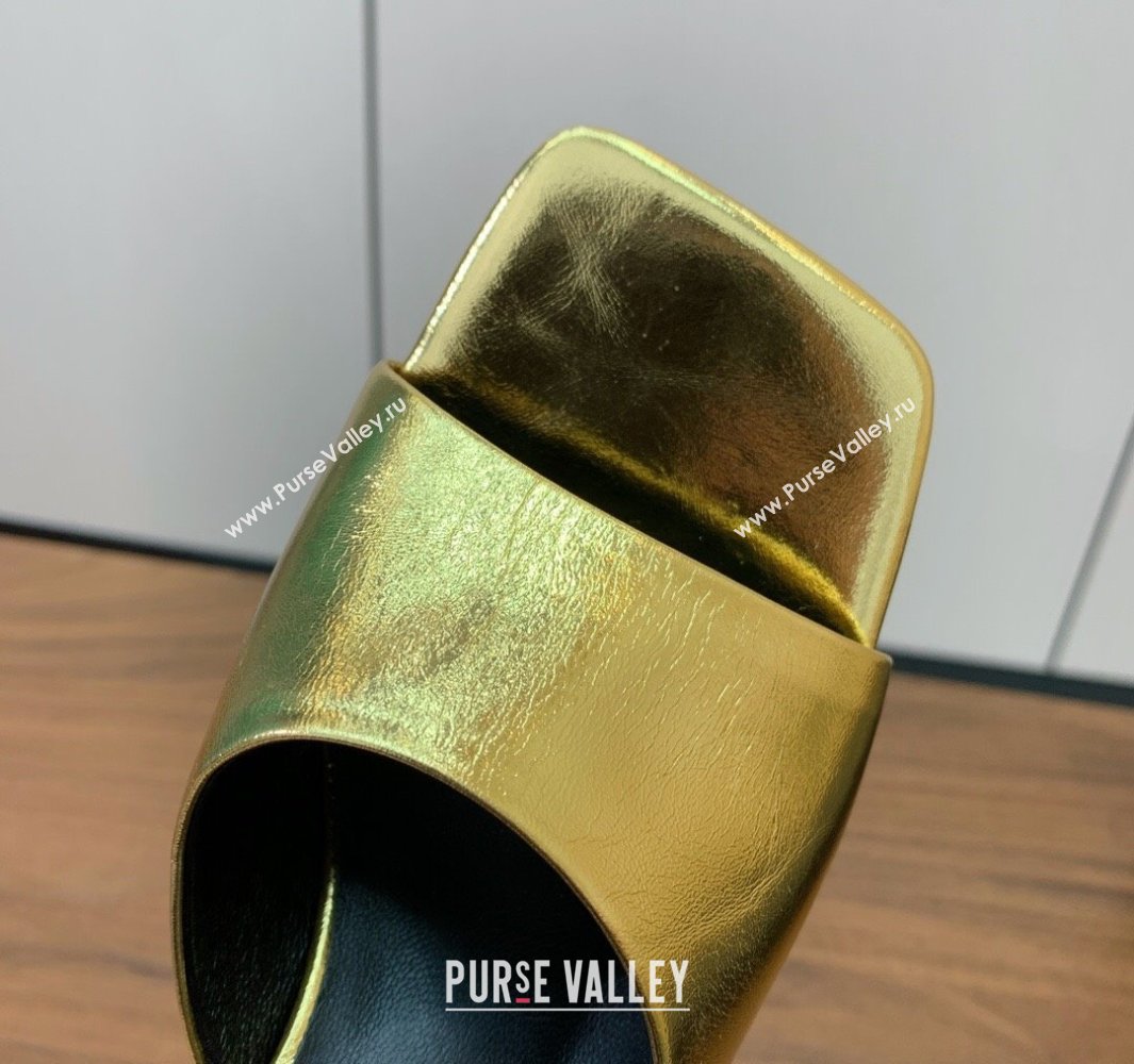 Versace Bright Patent Leather Slides Sandal with Fragrance Heel 7cm Gold 2025 0429 (MD-250429023)