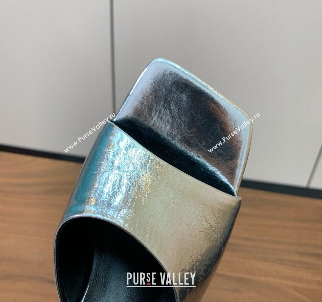 Versace Bright Patent Leather Slides Sandal with Fragrance Heel 7cm Silver 2025 0429 (MD-250429024)