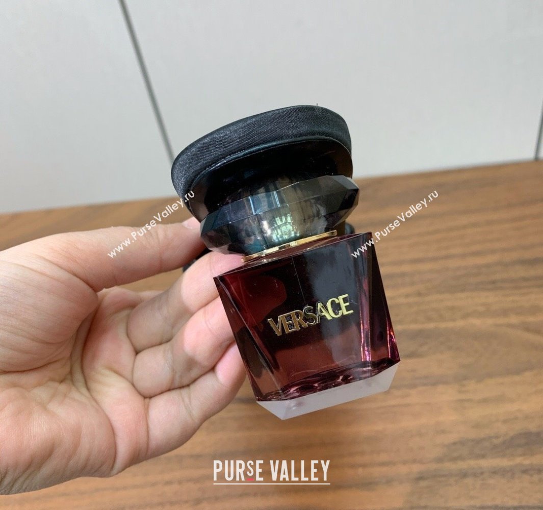 Versace Bright Strass Satin Slides Sandal with Fragrance Heel 7cm Black 2025 0429 (MD-250429013)