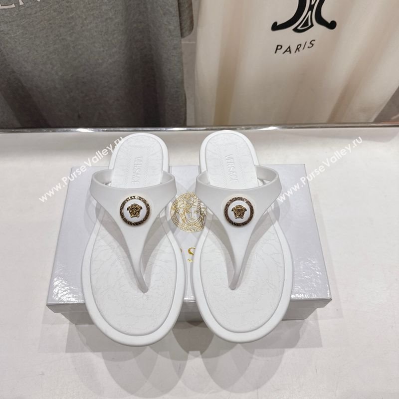 Versace Alia Rubber Flat Thong Slides Sandal White 2025 (MD-250710123)