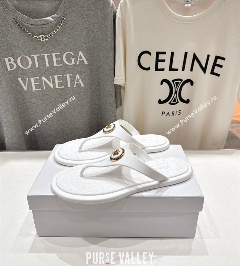 Versace Alia Rubber Flat Thong Slides Sandal White 2025 (MD-250710123)