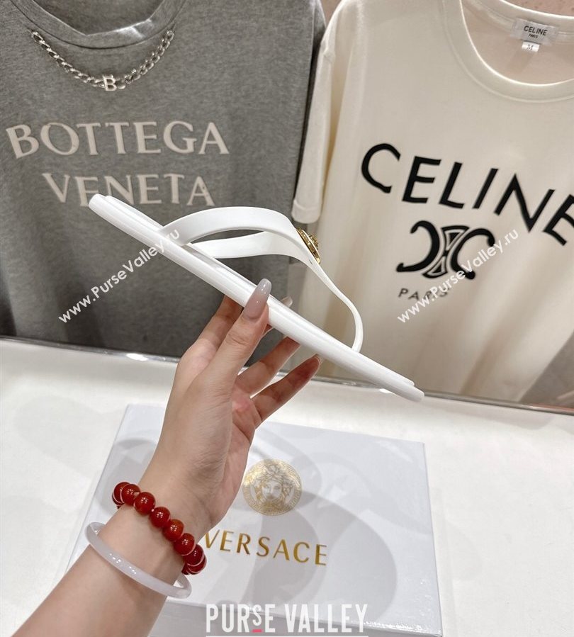 Versace Alia Rubber Flat Thong Slides Sandal White 2025 (MD-250710123)