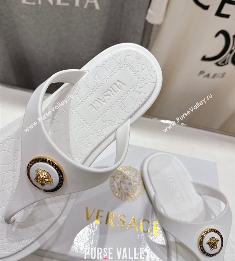 Versace Alia Rubber Flat Thong Slides Sandal White 2025 (MD-250710123)