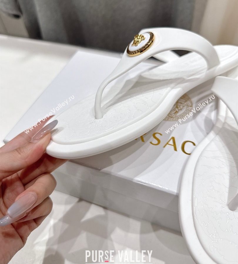 Versace Alia Rubber Flat Thong Slides Sandal White 2025 (MD-250710123)