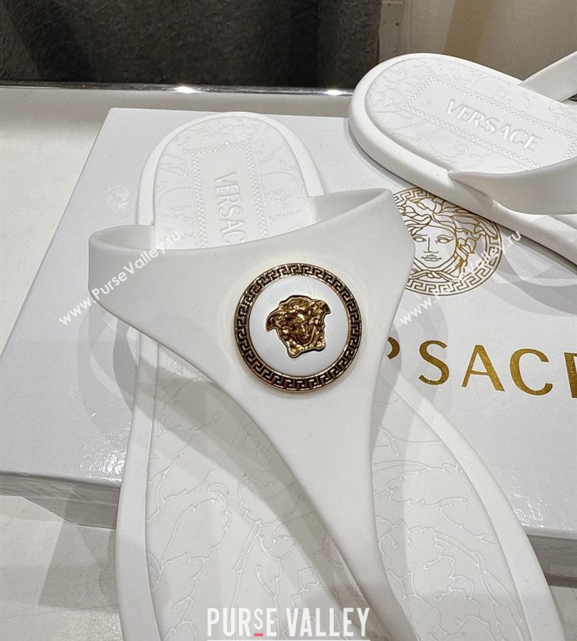 Versace Alia Rubber Flat Thong Slides Sandal White 2025 (MD-250710123)