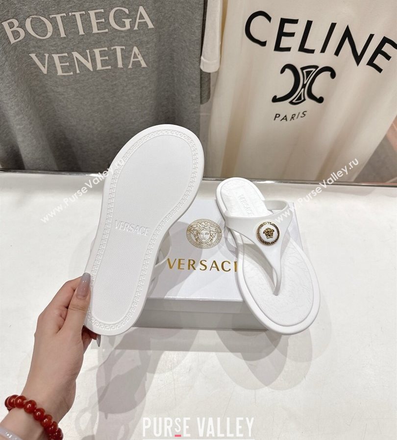 Versace Alia Rubber Flat Thong Slides Sandal White 2025 (MD-250710123)