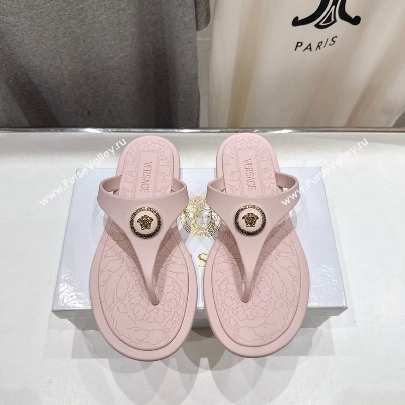 Versace Alia Rubber Flat Thong Slides Sandal Pink 2025 (MD-250710124)