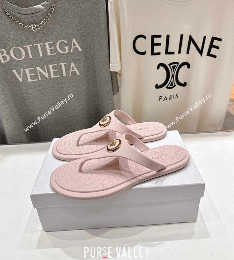 Versace Alia Rubber Flat Thong Slides Sandal Pink 2025 (MD-250710124)