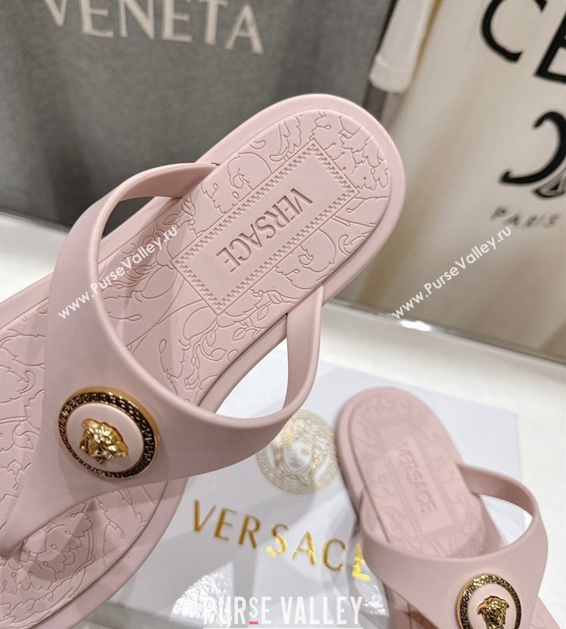 Versace Alia Rubber Flat Thong Slides Sandal Pink 2025 (MD-250710124)