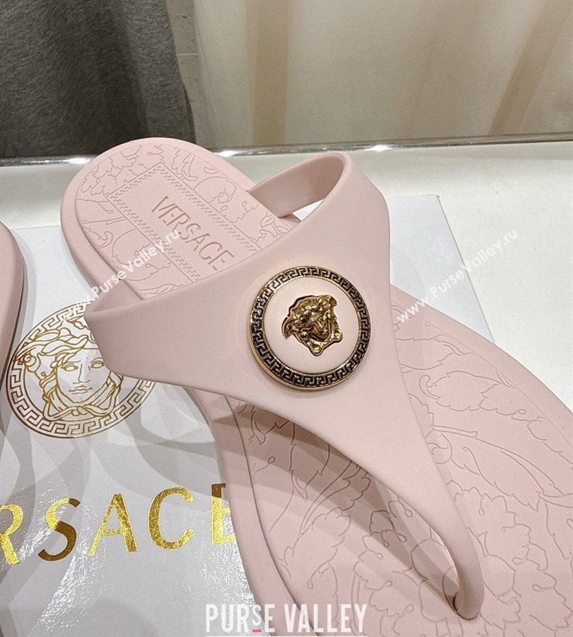 Versace Alia Rubber Flat Thong Slides Sandal Pink 2025 (MD-250710124)