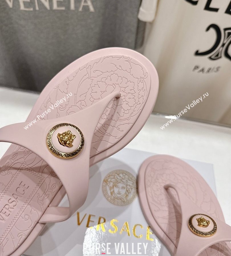 Versace Alia Rubber Flat Thong Slides Sandal Pink 2025 (MD-250710124)