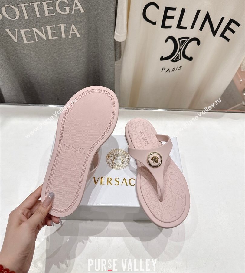 Versace Alia Rubber Flat Thong Slides Sandal Pink 2025 (MD-250710124)