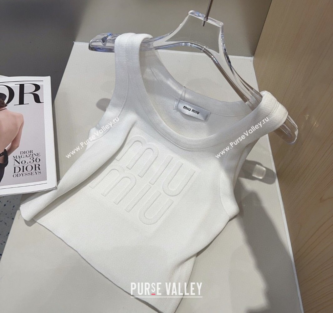 Miu Miu Maxi Letters Vest White 2025 0314 (SHI-250314045)