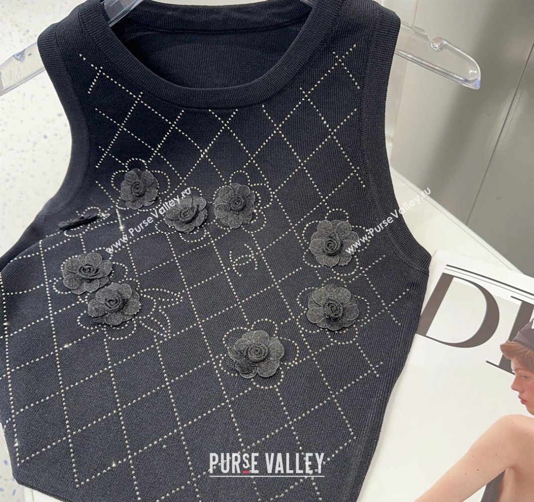 Chanel Camellia Vest Black 2025 0314 (SHI-250314053)
