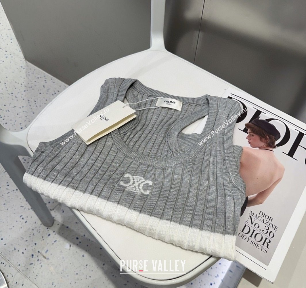 Celine Knit Vest Grey 2025 0314 (SHI-250314054)