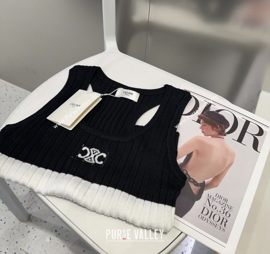 Celine Knit Vest Black 2025 0314 (SHI-250314055)