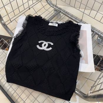 Chanel Knit Vest with Falbala Black 2025 0314 (SHI-250314056)
