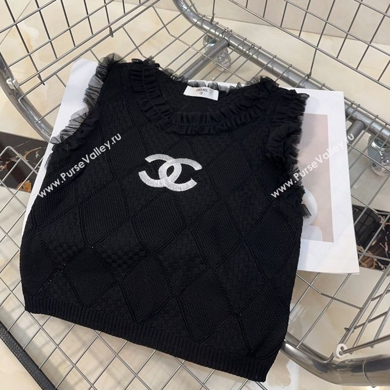 Chanel Knit Vest with Falbala Black 2025 0314 (SHI-250314056)