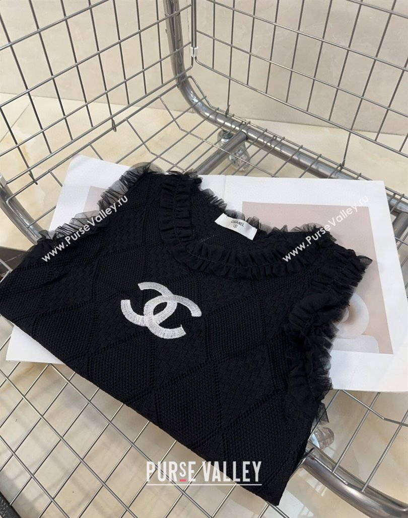 Chanel Knit Vest with Falbala Black 2025 0314 (SHI-250314056)