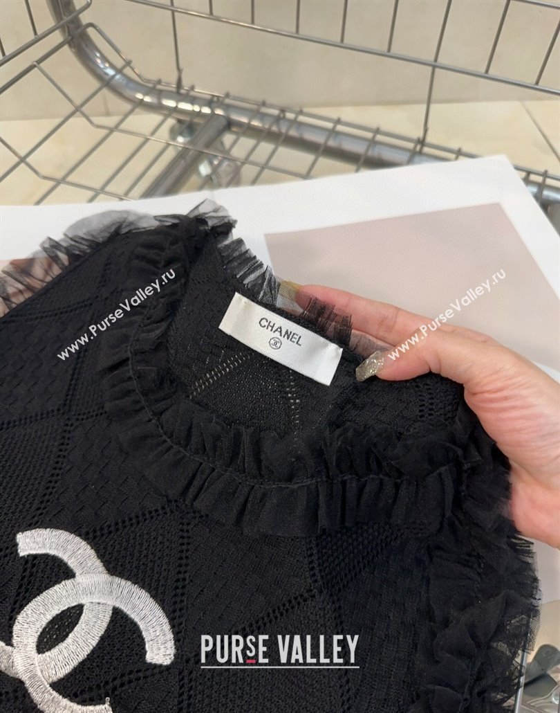 Chanel Knit Vest with Falbala Black 2025 0314 (SHI-250314056)