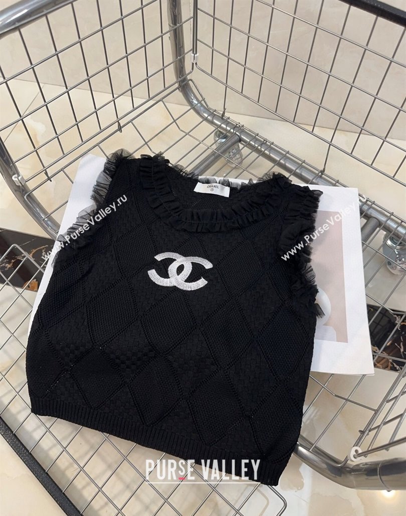 Chanel Knit Vest with Falbala Black 2025 0314 (SHI-250314056)