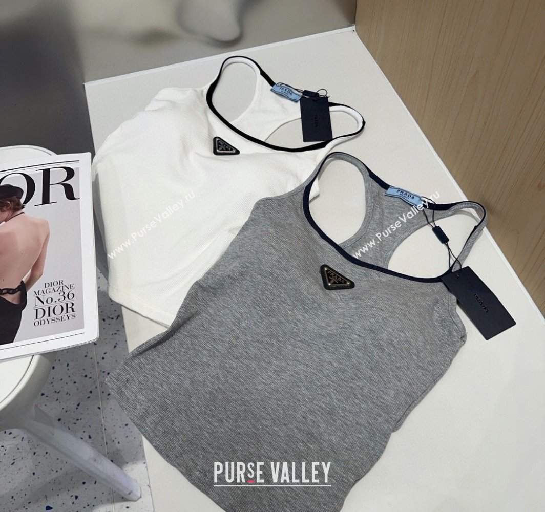 Prada Vest with Black Trim Grey 2025 0314 (SHI-250314040)