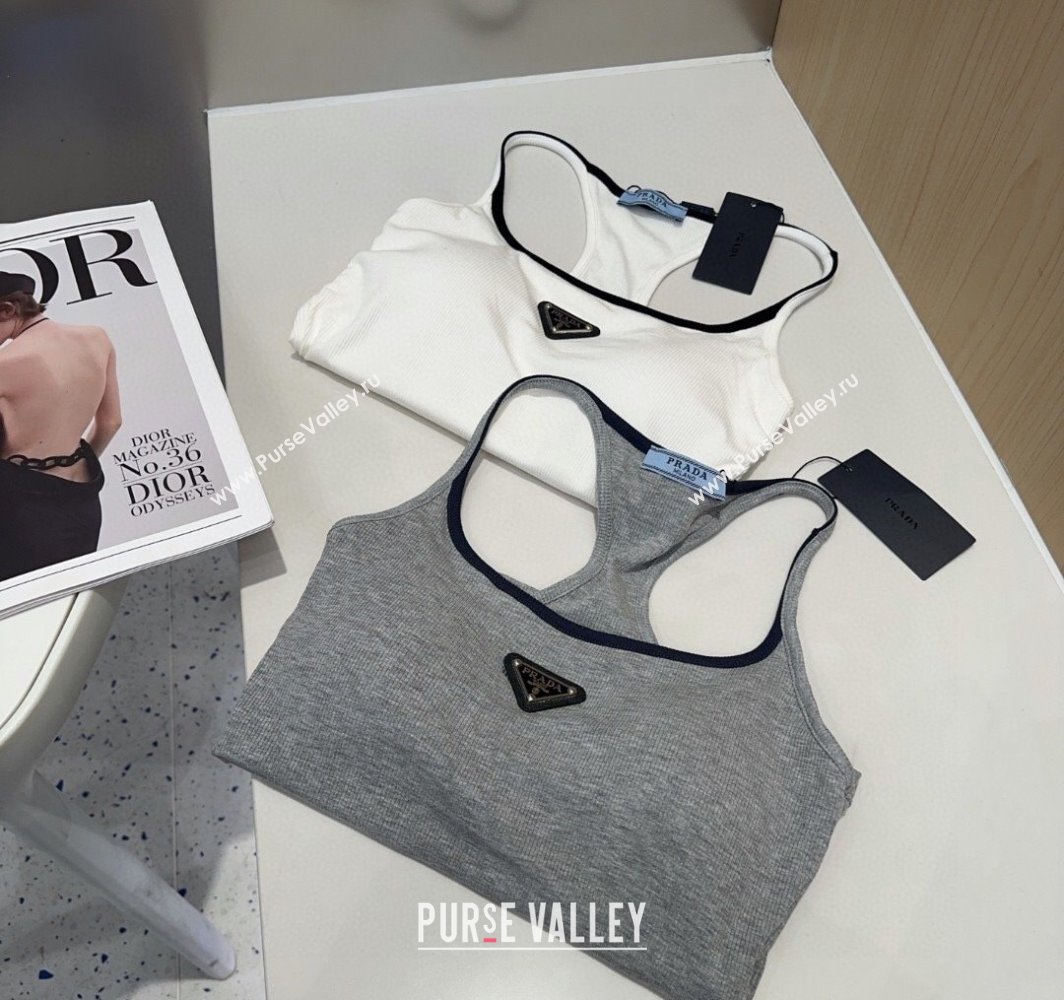 Prada Vest with Black Trim Grey 2025 0314 (SHI-250314040)