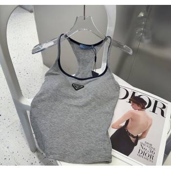 Prada Vest with Black Trim Grey 2025 0314 (SHI-250314040)