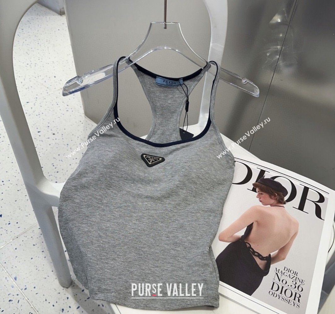 Prada Vest with Black Trim Grey 2025 0314 (SHI-250314040)