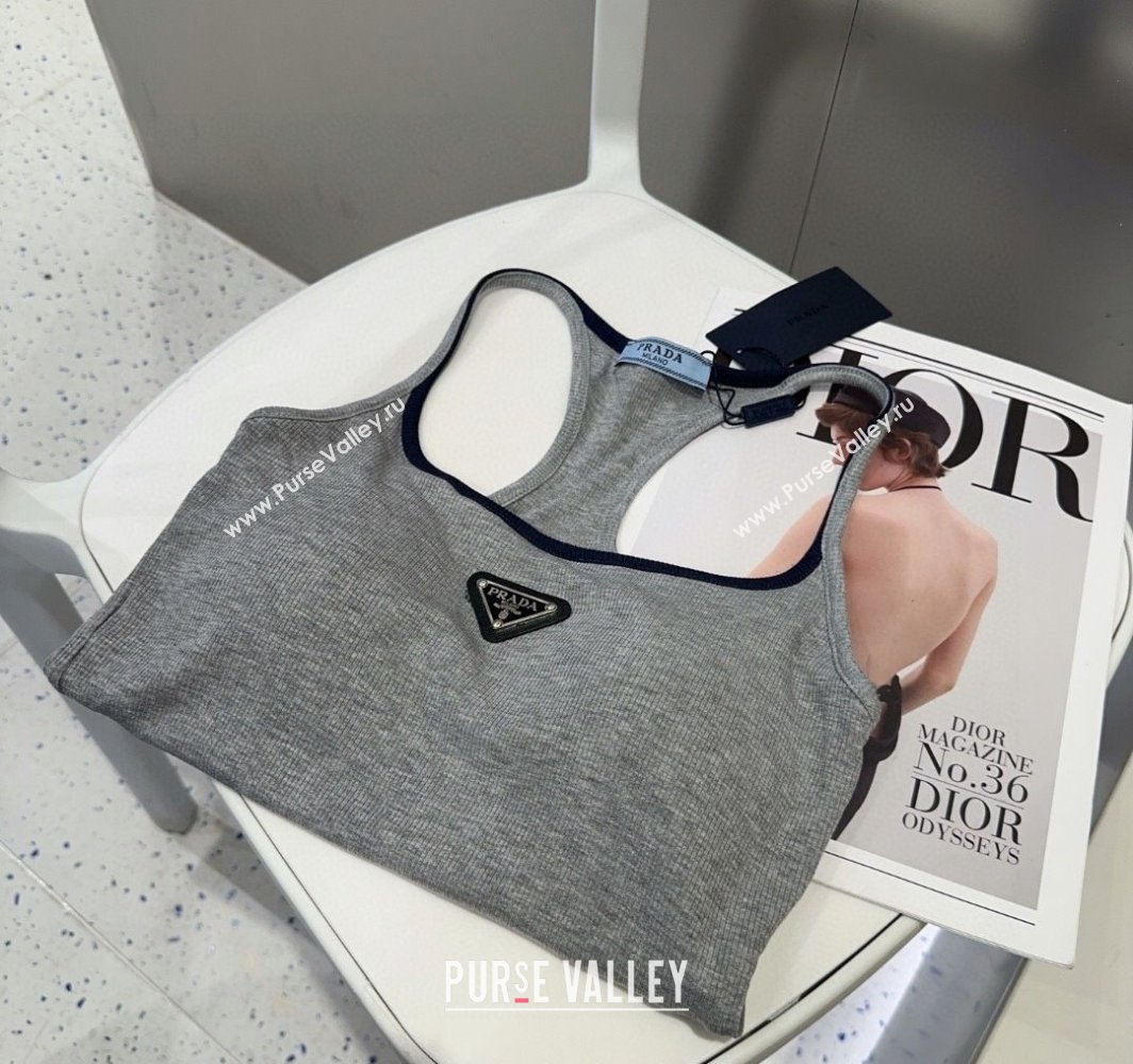 Prada Vest with Black Trim Grey 2025 0314 (SHI-250314040)