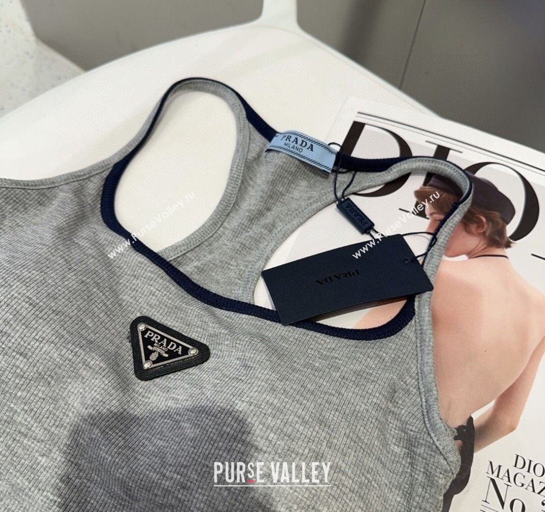 Prada Vest with Black Trim Grey 2025 0314 (SHI-250314040)
