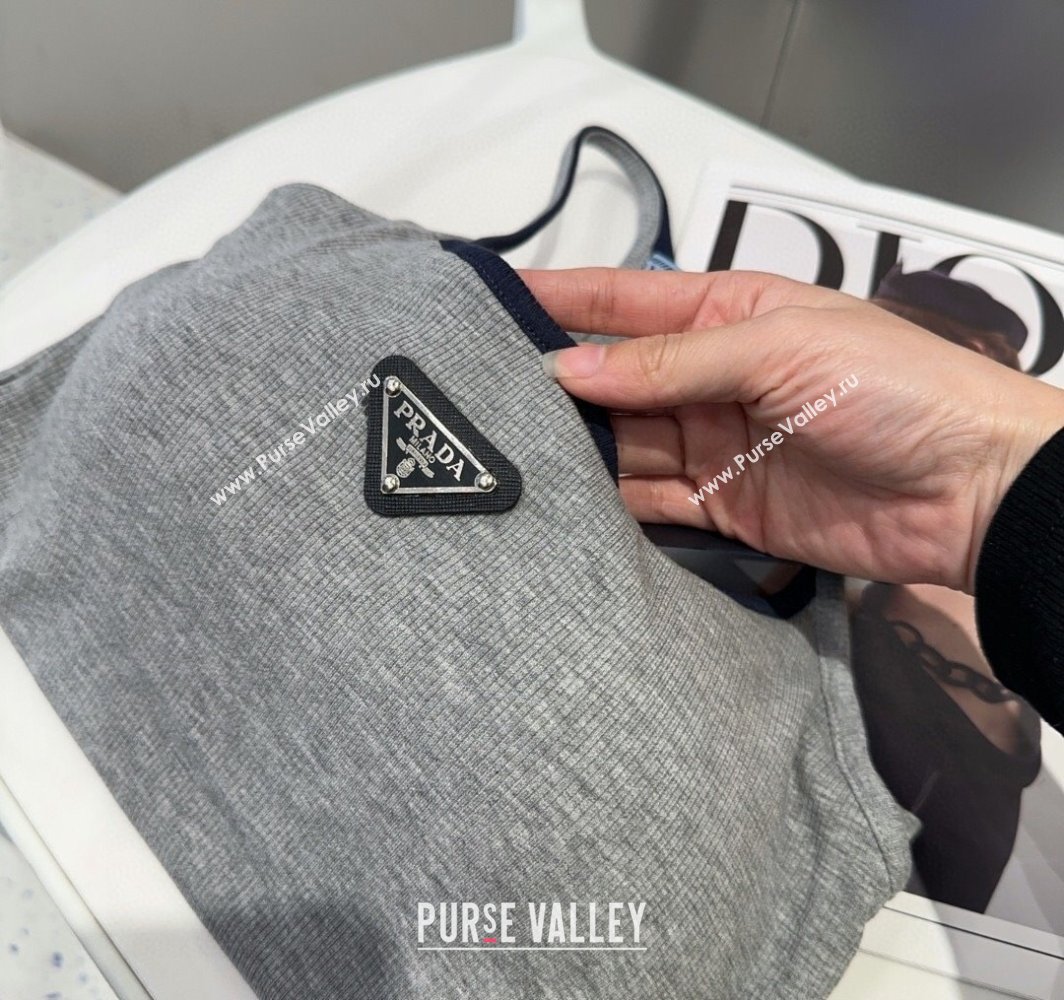 Prada Vest with Black Trim Grey 2025 0314 (SHI-250314040)
