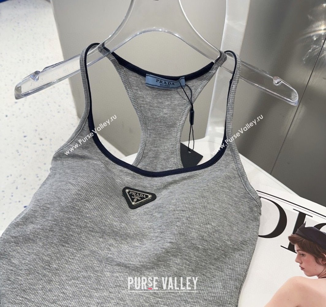 Prada Vest with Black Trim Grey 2025 0314 (SHI-250314040)