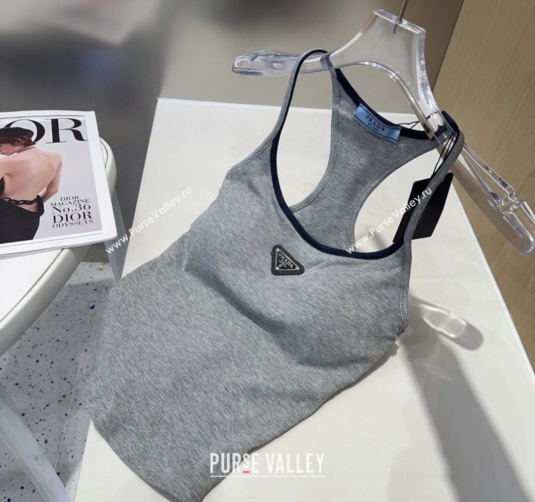 Prada Vest with Black Trim Grey 2025 0314 (SHI-250314040)