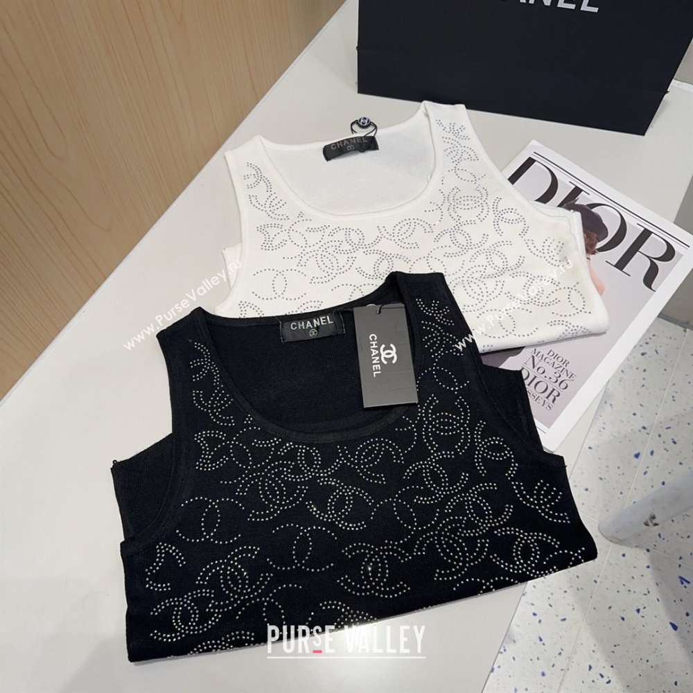 Chanel Knit Vest with Strass CC Black 2025 0314 (SHI-250314034)