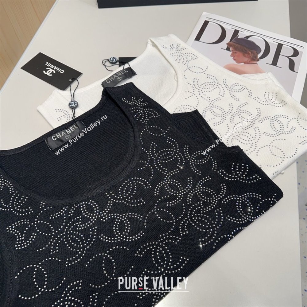 Chanel Knit Vest with Strass CC Black 2025 0314 (SHI-250314034)