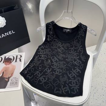 Chanel Knit Vest with Strass CC Black 2025 0314 (SHI-250314034)