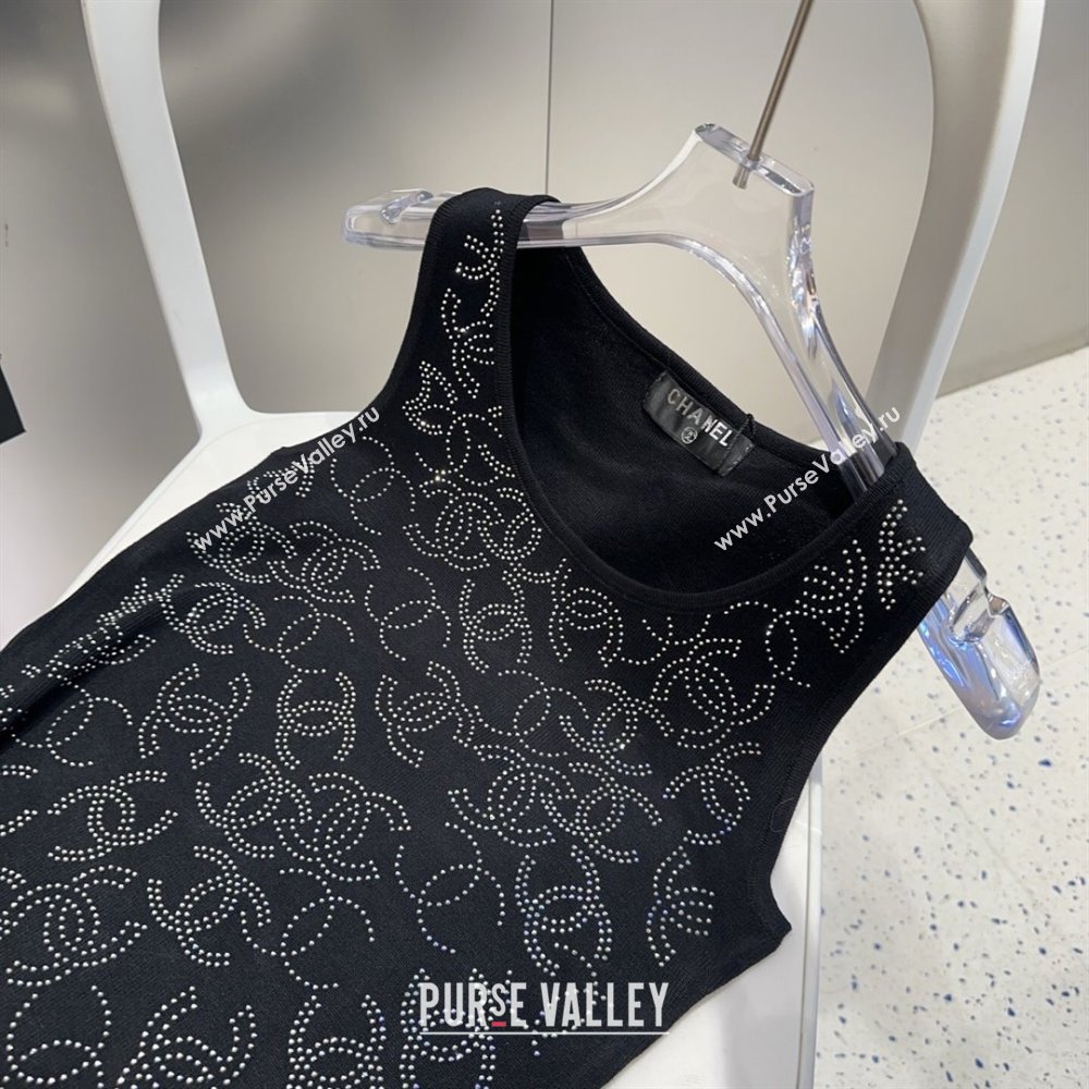 Chanel Knit Vest with Strass CC Black 2025 0314 (SHI-250314034)