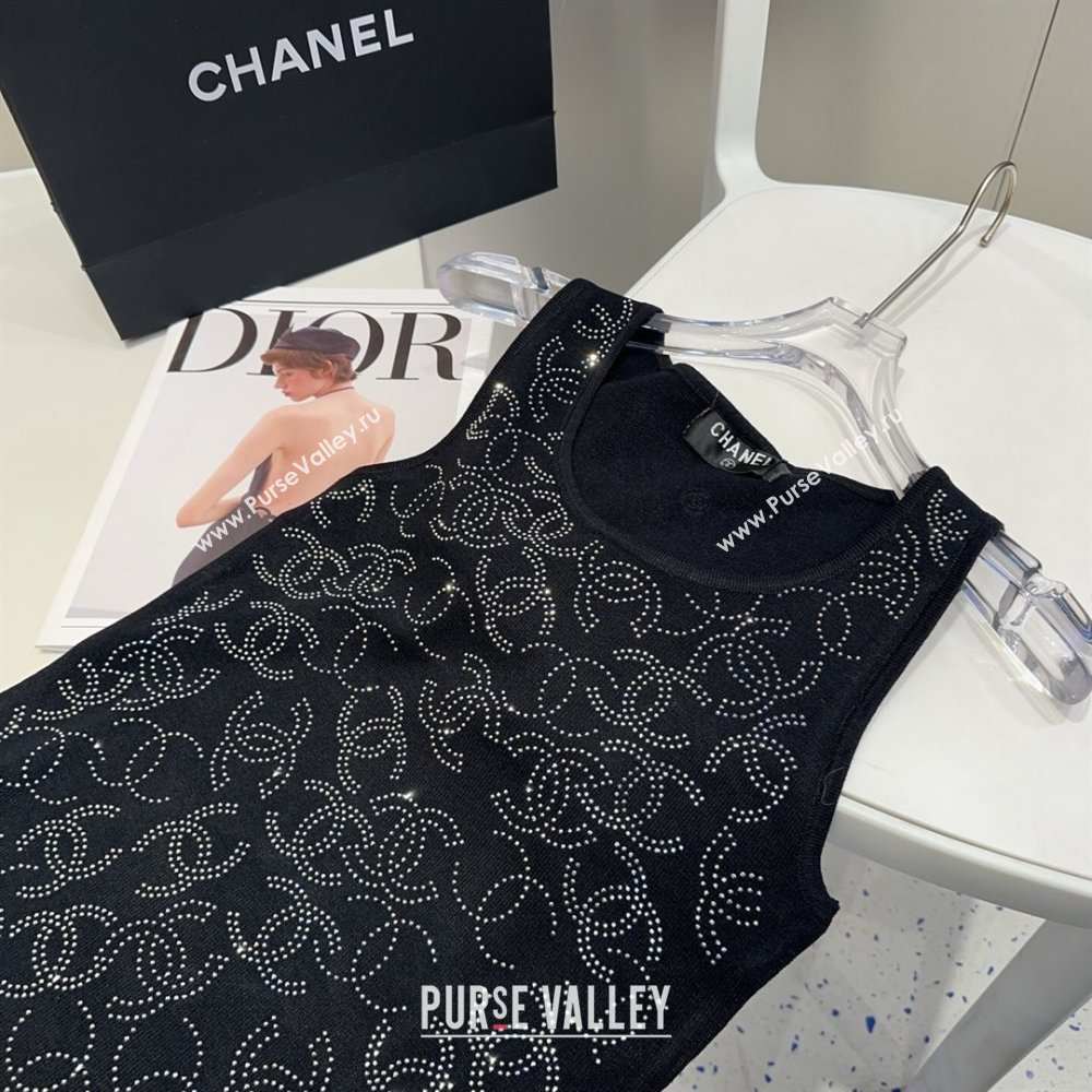 Chanel Knit Vest with Strass CC Black 2025 0314 (SHI-250314034)
