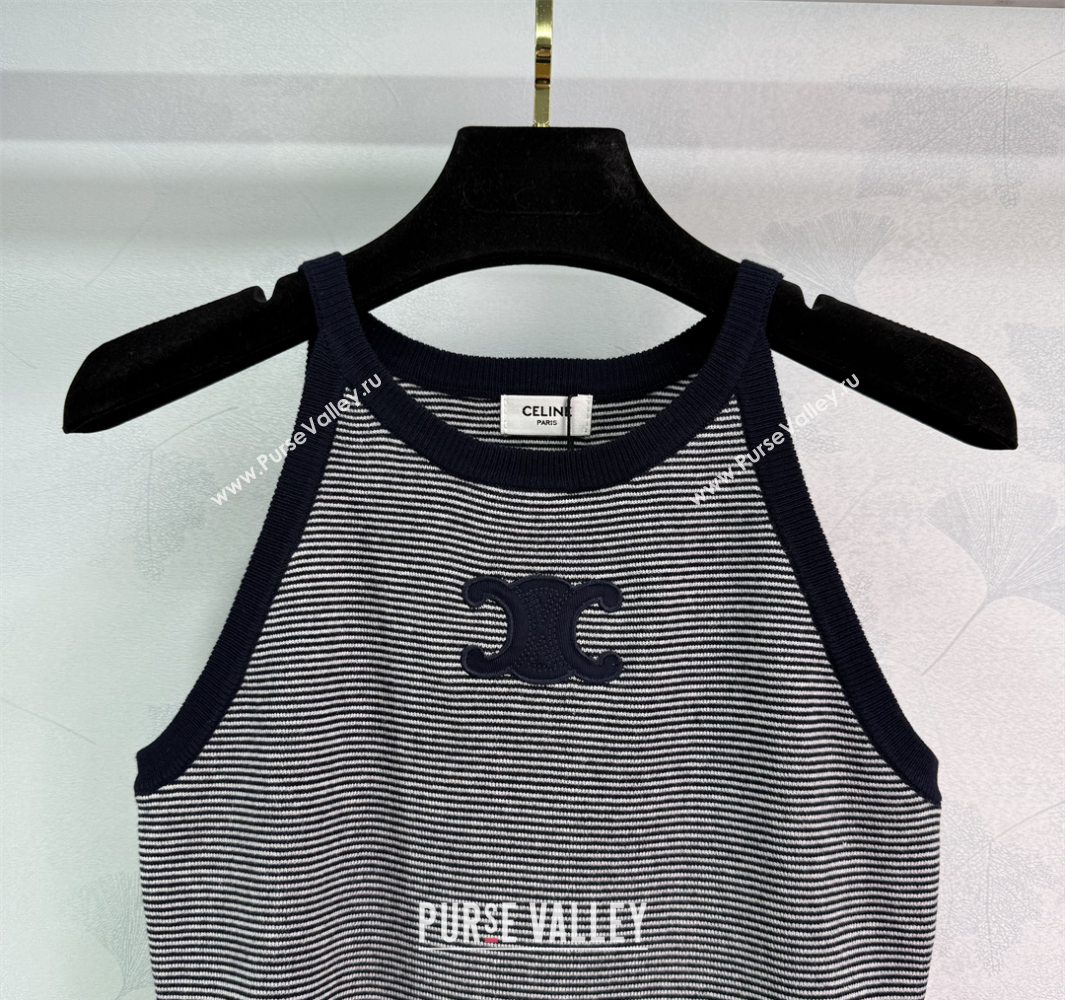 Celine Wool Striped Vest Black 250430075 (QI-250430075)