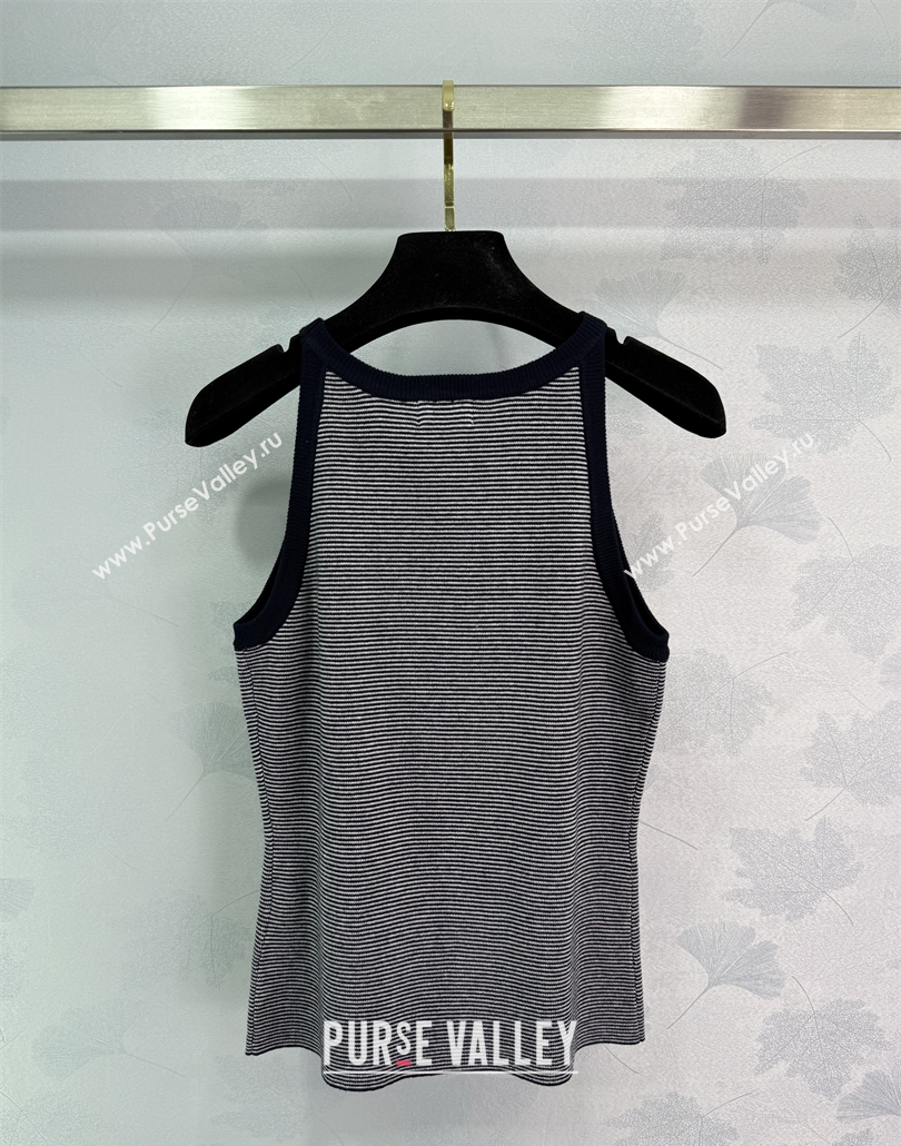Celine Wool Striped Vest Black 250430075 (QI-250430075)