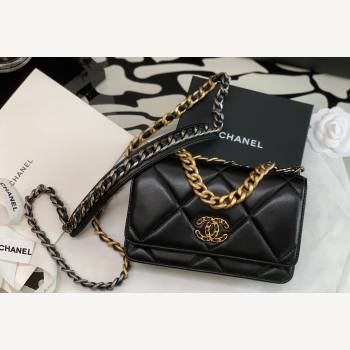 Chanel 19 Lambskin Wallet on Chain WOC AP0957 Black/Matte Silver/Light Gold/Aged Gold 2022 (JY-22022870)