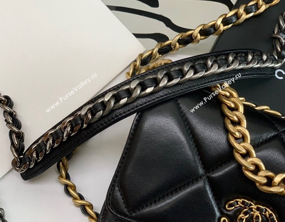 Chanel 19 Lambskin Wallet on Chain WOC AP0957 Black/Matte Silver/Light Gold/Aged Gold 2022 (JY-22022870)