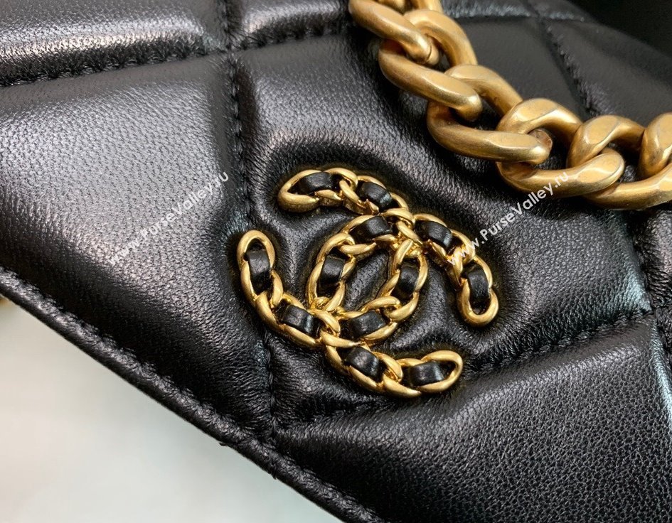 Chanel 19 Lambskin Wallet on Chain WOC AP0957 Black/Matte Silver/Light Gold/Aged Gold 2022 (JY-22022870)