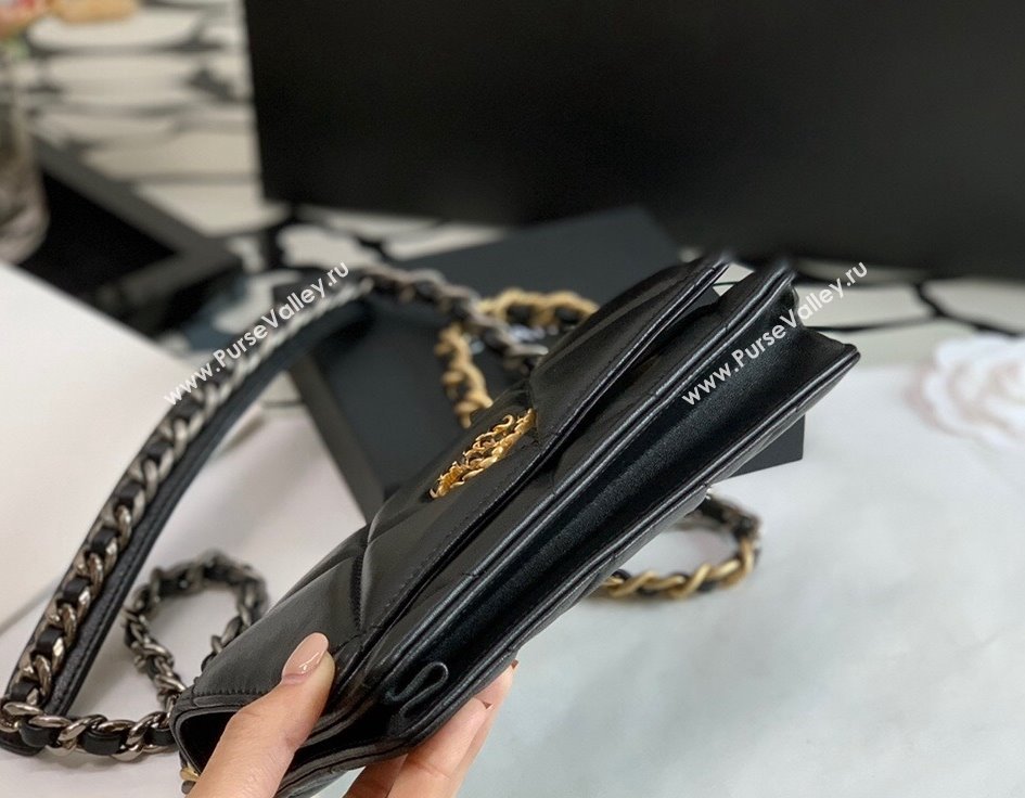 Chanel 19 Lambskin Wallet on Chain WOC AP0957 Black/Matte Silver/Light Gold/Aged Gold 2022 (JY-22022870)